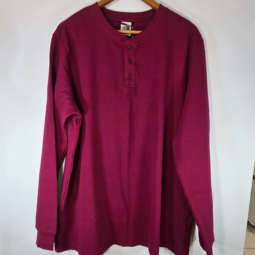 The North Face Mens Waffle Long Sleeve Henley Beetroot Red NF0A7USJ XL NEW